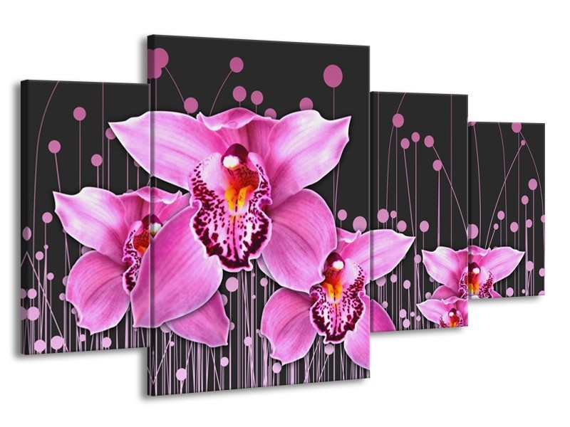 Glas schilderij Orchidee | Roze, Grijs | 160x90cm 4Luik