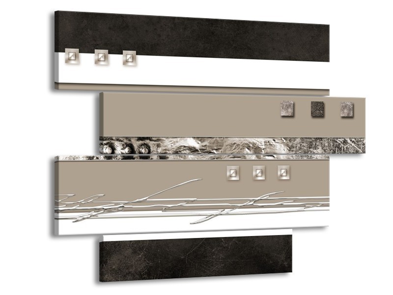 Canvas schilderij Art | Grijs, Wit, Zwart | 115x85cm 4Luik