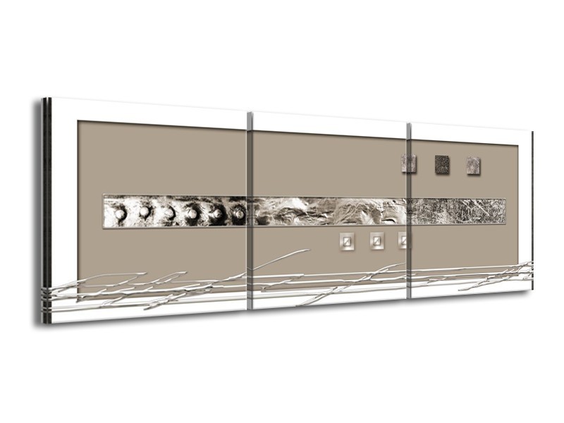 Glas schilderij Art | Grijs, Wit, Zwart | 150x50cm 3Luik