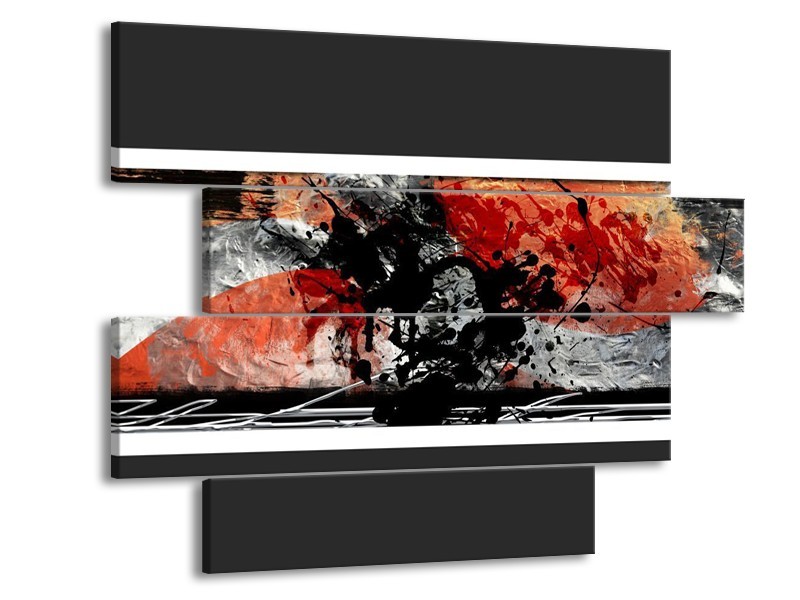 Glas schilderij Art | Oranje, Grijs, Zwart | 115x85cm 4Luik