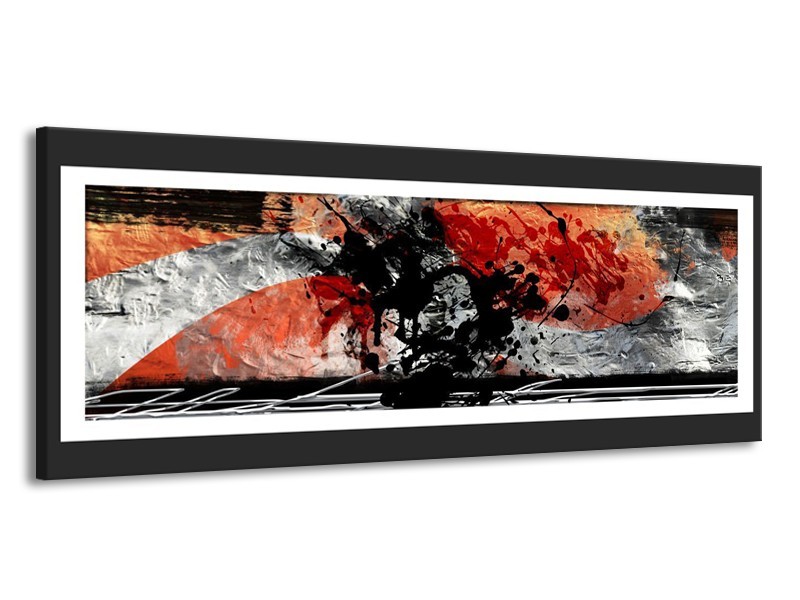 Glas schilderij Art | Oranje, Grijs, Zwart | 145x58cm 1Luik