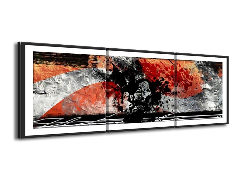 Glas schilderij Art | Oranje, Grijs, Zwart | 150x50cm 3Luik