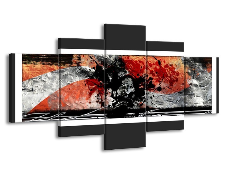 Glas schilderij Art | Oranje, Grijs, Zwart | 150x80cm 5Luik