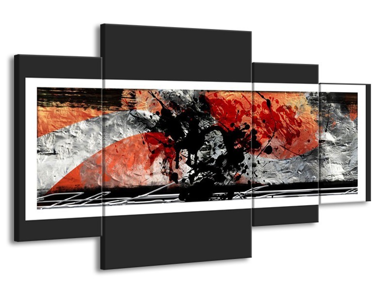 Canvas schilderij Art | Oranje, Grijs, Zwart | 160x90cm 4Luik