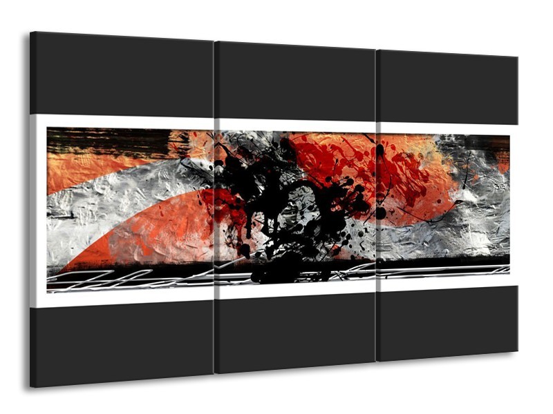 Glas schilderij Art | Oranje, Grijs, Zwart | 165x100cm 3Luik