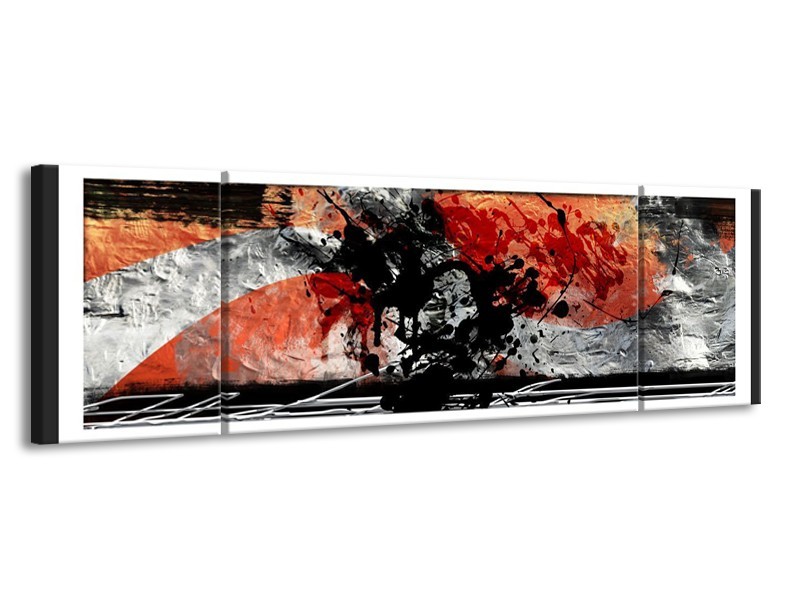 Glas schilderij Art | Oranje, Grijs, Zwart | 170x50cm 3Luik