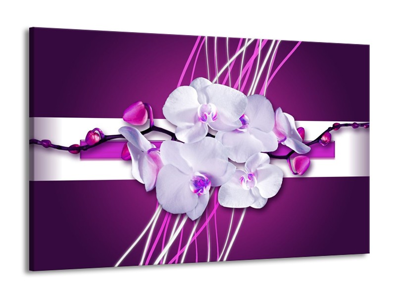 Glas schilderij Orchidee | Paars, Wit | 140x90cm 1Luik