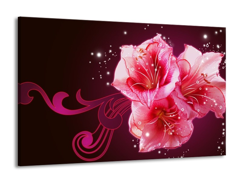 Glas schilderij Lelie | Roze, Paars, Zwart | 140x90cm 1Luik