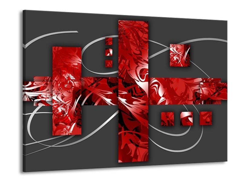 Glas schilderij Art | Rood, Grijs | 100x70cm 1Luik