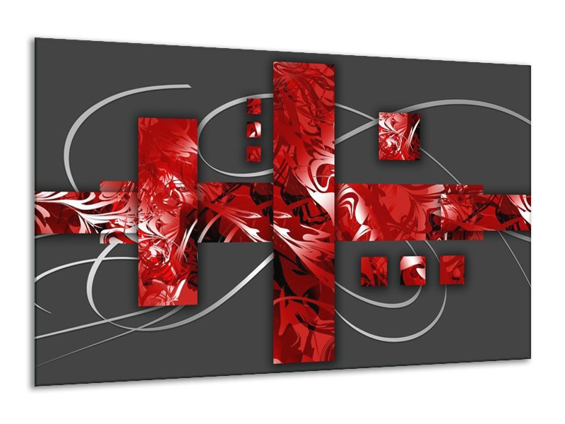 Glas schilderij Art | Rood, Grijs | 120x70cm 1Luik