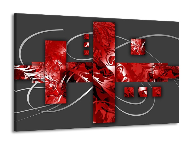 Canvas schilderij Art | Rood, Grijs | 140x90cm 1Luik