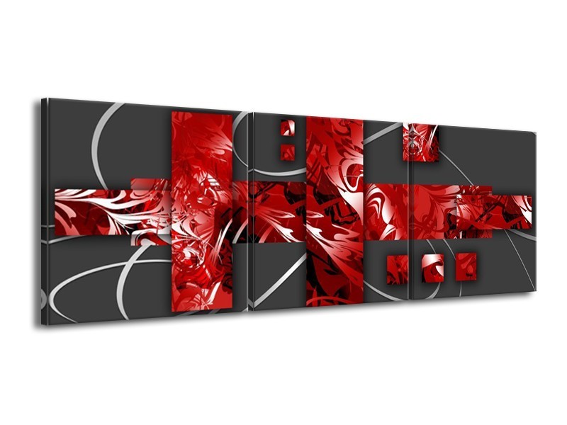 Glas schilderij Art | Rood, Grijs | 150x50cm 3Luik