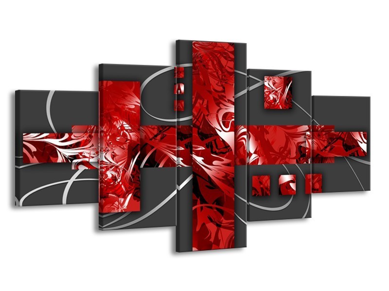 Glas schilderij Art | Rood, Grijs | 150x80cm 5Luik
