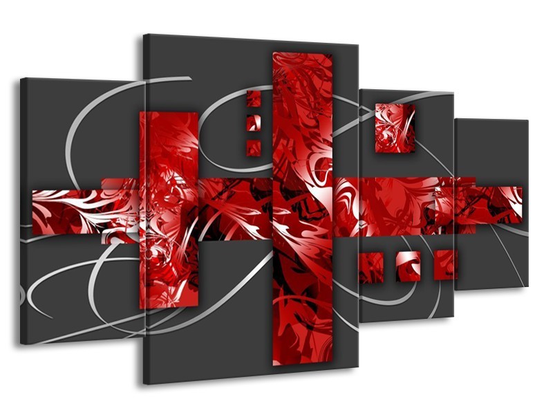 Glas schilderij Art | Rood, Grijs | 160x90cm 4Luik