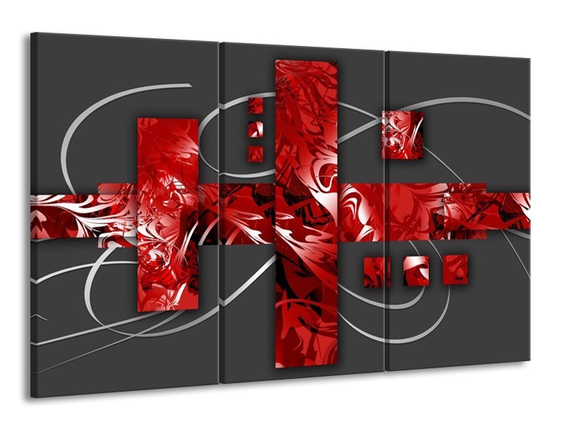 Glas schilderij Art | Rood, Grijs | 165x100cm 3Luik