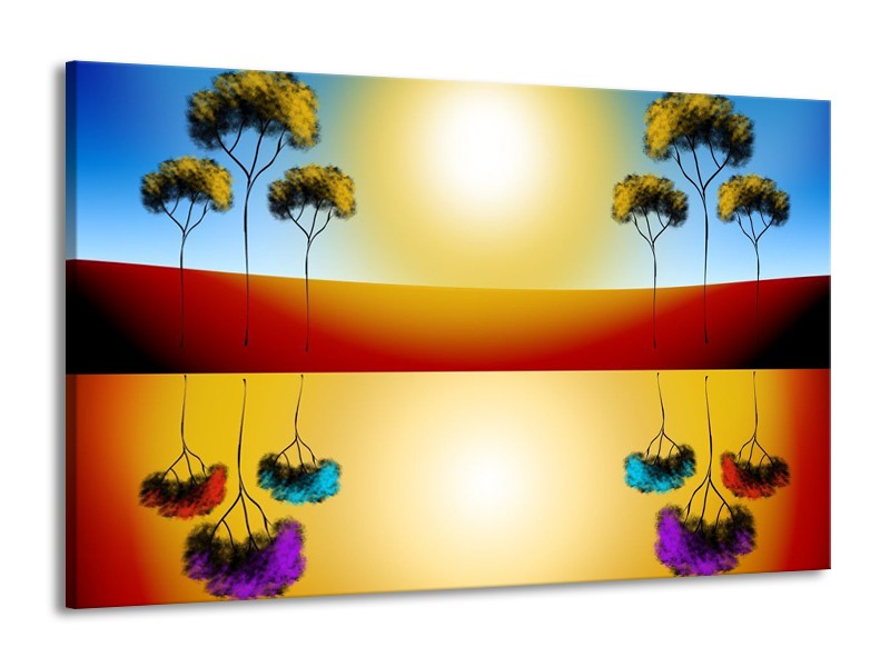 Canvas schilderij Reflectie | Bruin, Geel, Blauw | 140x90cm 1Luik