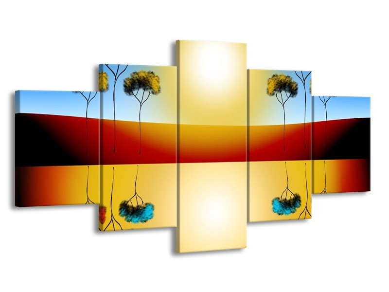 Glas schilderij Reflectie | Bruin, Geel, Blauw | 150x80cm 5Luik