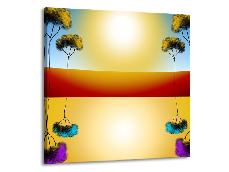 Canvas schilderij Reflectie | Bruin, Geel, Blauw | 50x50cm 1Luik