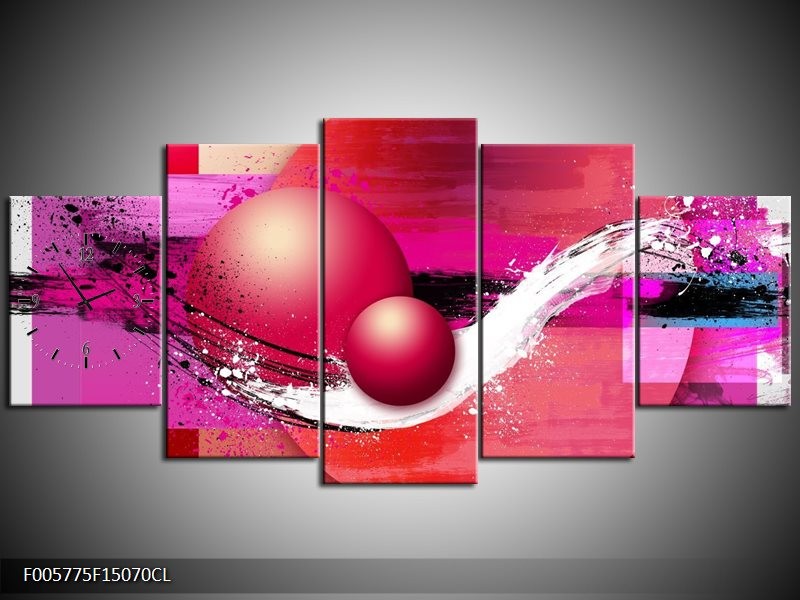Klok schilderij Cirkel | Paars, Roze | 150x70cm 5Luik