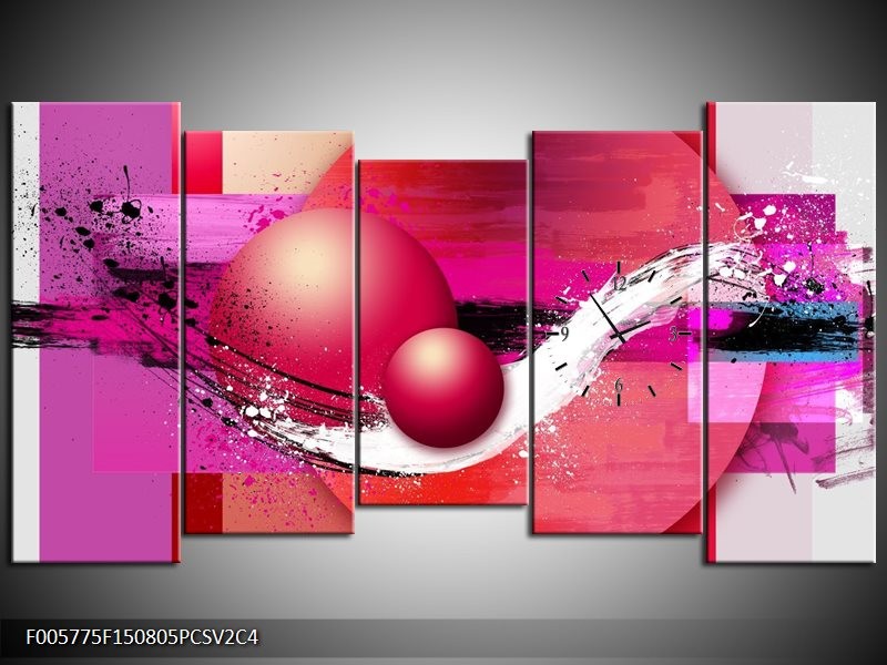 Klok schilderij Cirkel | Paars, Roze | 150x80cm 5Luik