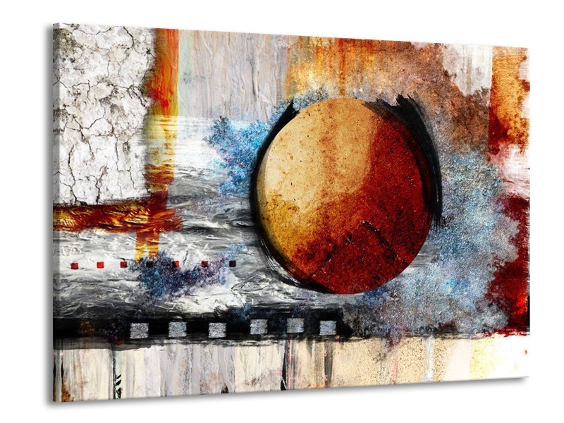 Canvas schilderij Cirkel | Bruin, Crème, Goud | 100x70cm 1Luik