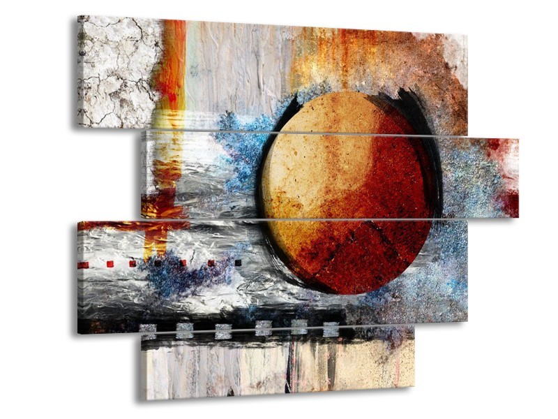 Glas schilderij Cirkel | Bruin, Crème, Goud | 115x85cm 4Luik