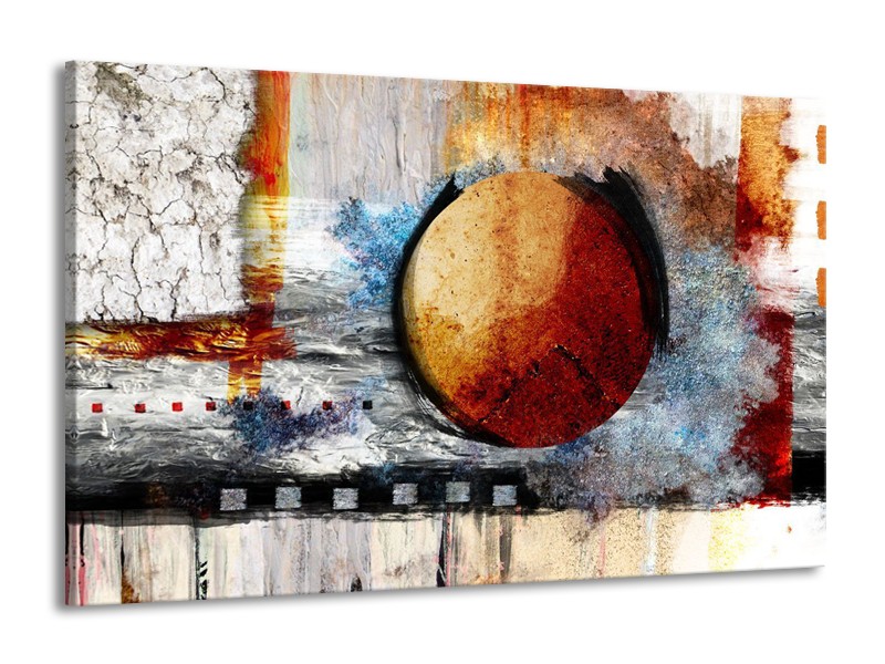 Canvas schilderij Cirkel | Bruin, Crème, Goud | 140x90cm 1Luik