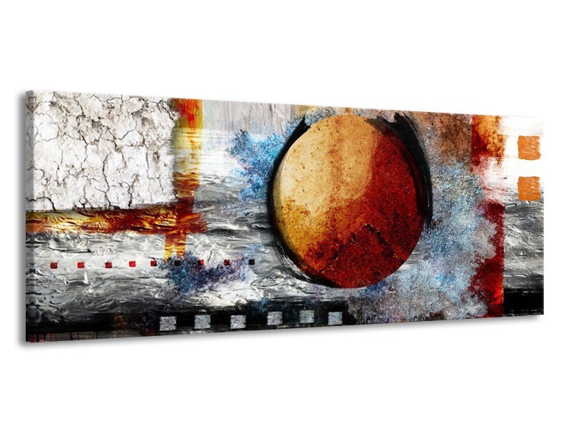 Glas schilderij Cirkel | Bruin, Crème, Goud | 145x58cm 1Luik
