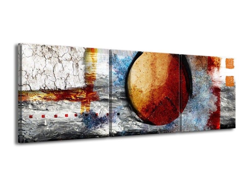 Glas schilderij Cirkel | Bruin, Crème, Goud | 150x50cm 3Luik