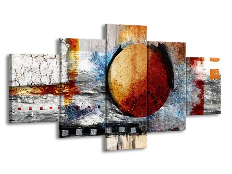 Glas schilderij Cirkel | Bruin, Crème, Goud | 150x80cm 5Luik