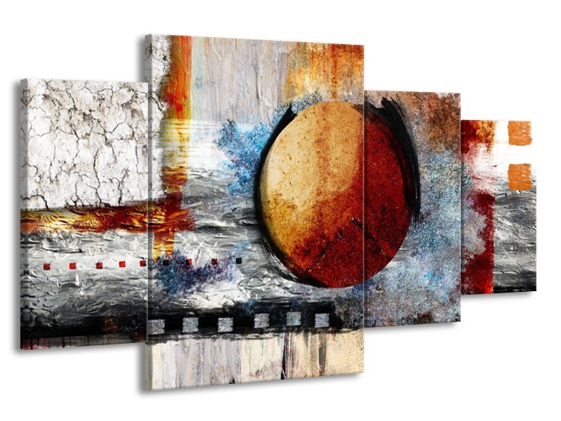 Glas schilderij Cirkel | Bruin, Crème, Goud | 160x90cm 4Luik