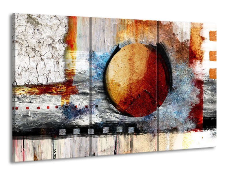 Glas schilderij Cirkel | Bruin, Crème, Goud | 165x100cm 3Luik