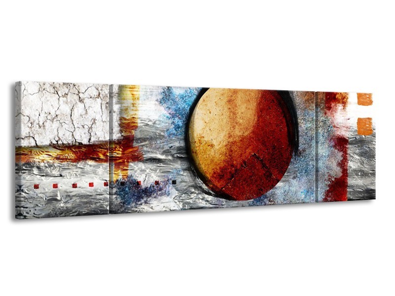 Glas schilderij Cirkel | Bruin, Crème, Goud | 170x50cm 3Luik