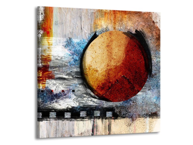 Canvas schilderij Cirkel | Bruin, Crème, Goud | 50x50cm 1Luik