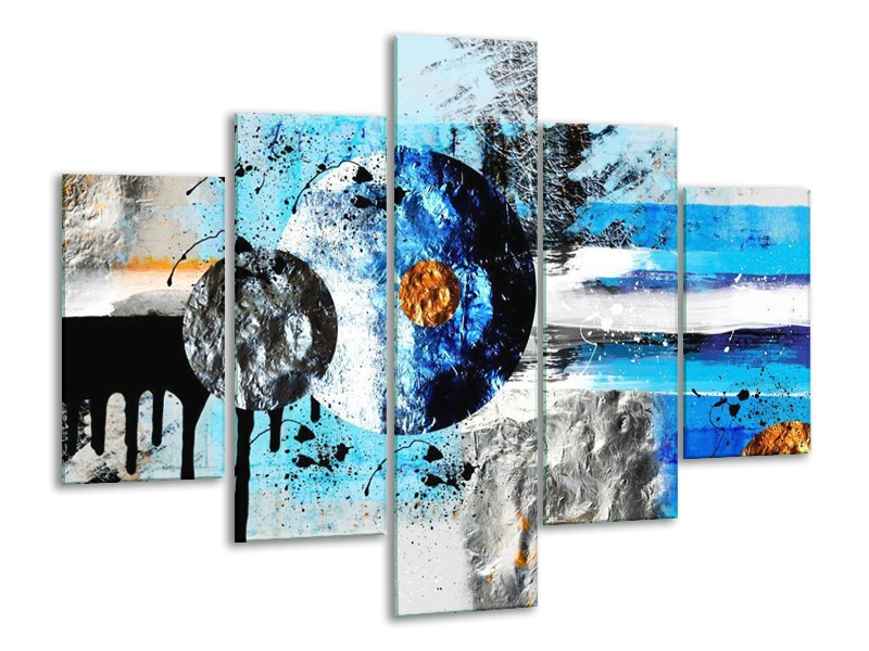 Glas schilderij Cirkel | Blauw, Zwart | 100x70cm 5Luik