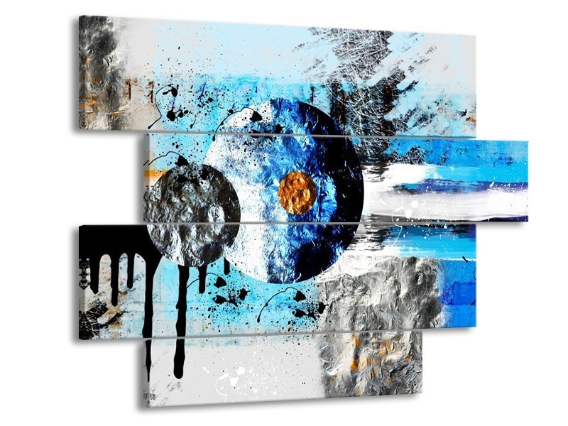 Glas schilderij Cirkel | Blauw, Zwart | 115x85cm 4Luik