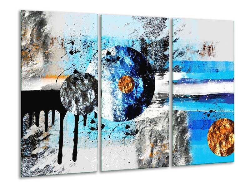 Glas schilderij Cirkel | Blauw, Zwart | 120x80cm 3Luik