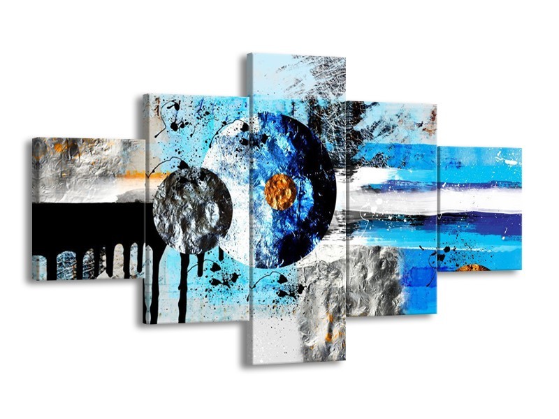 Canvas schilderij Cirkel | Blauw, Zwart | 125x70cm 5Luik