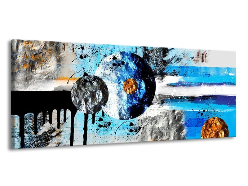 Glas schilderij Cirkel | Blauw, Zwart | 145x58cm 1Luik
