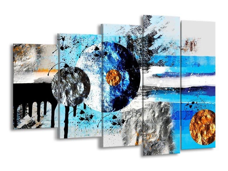 Canvas schilderij Cirkel | Blauw, Zwart | 150x100cm 5Luik