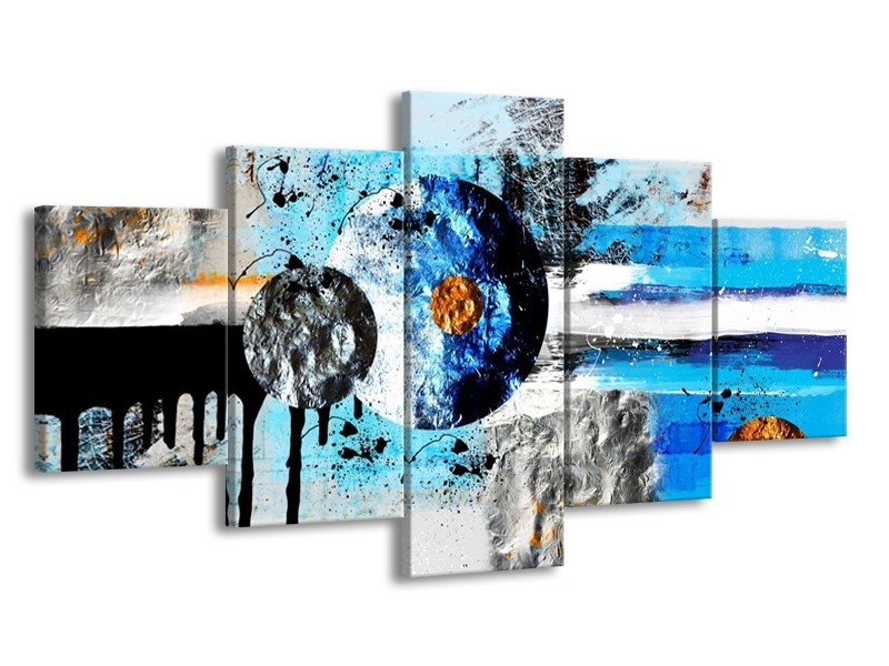 Glas schilderij Cirkel | Blauw, Zwart | 150x80cm 5Luik