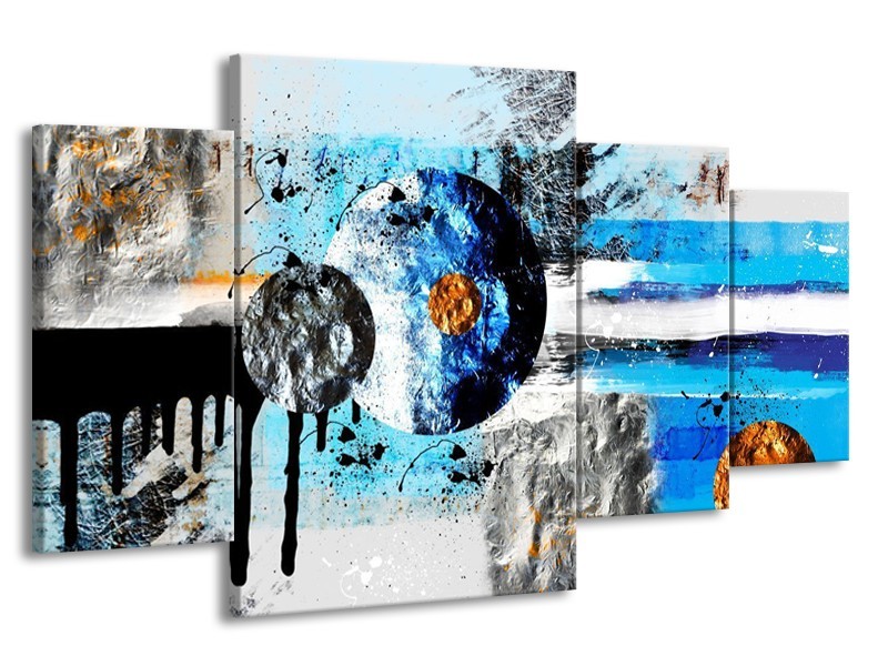Canvas schilderij Cirkel | Blauw, Zwart | 160x90cm 4Luik