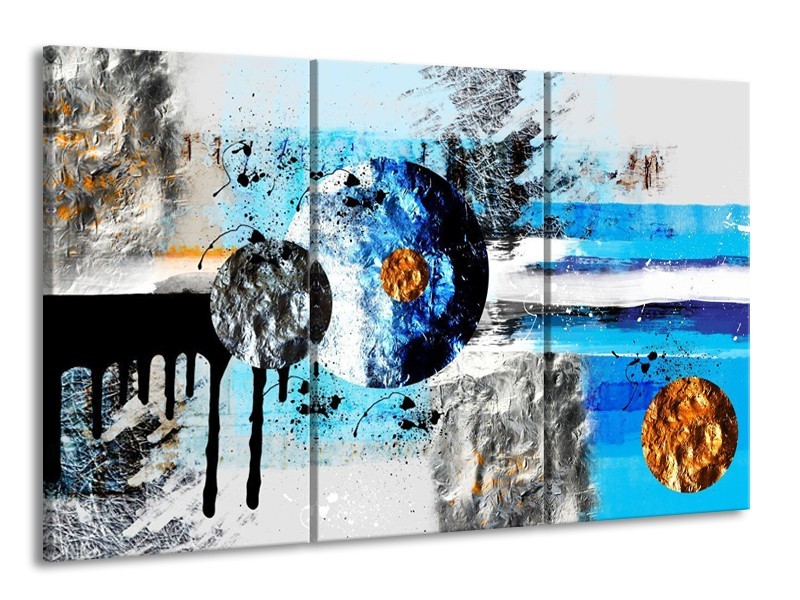 Glas schilderij Cirkel | Blauw, Zwart | 165x100cm 3Luik