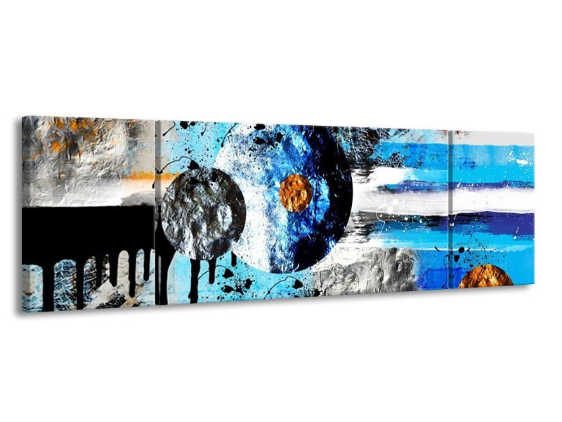 Glas schilderij Cirkel | Blauw, Zwart | 170x50cm 3Luik