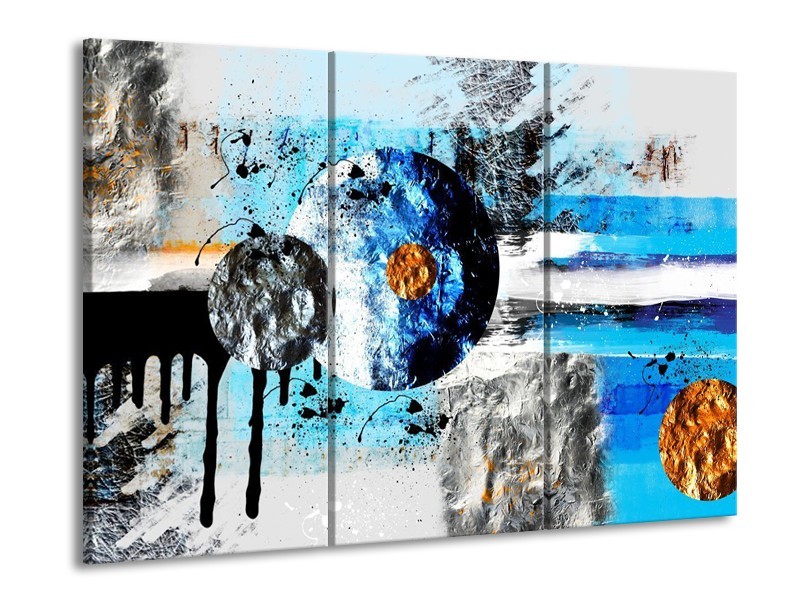 Glas schilderij Cirkel | Blauw, Zwart | 90x60cm 3Luik