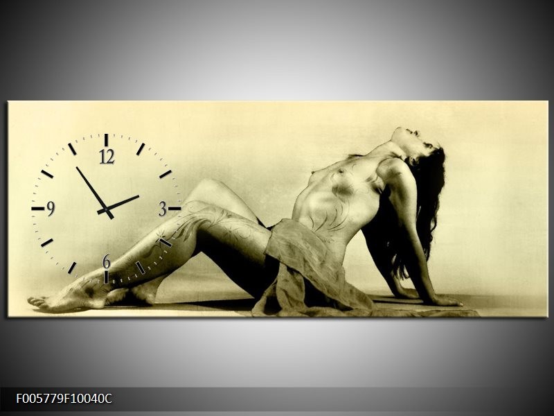 Klok schilderij Vrouw | Crème | 100x40cm 1Luik