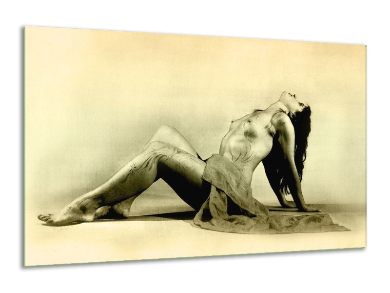 Canvas schilderij Vrouw | Crème | 120x70cm 1Luik