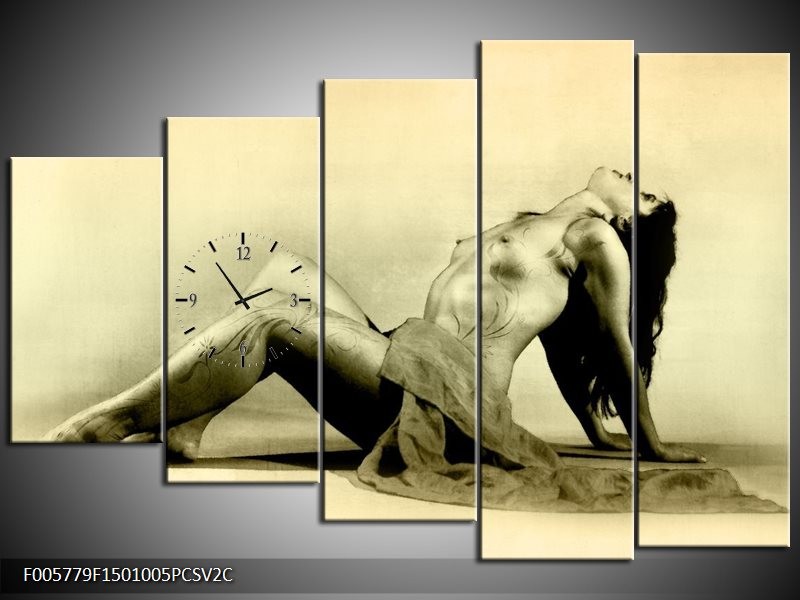 Klok schilderij Vrouw | Crème | 150x100cm 5Luik