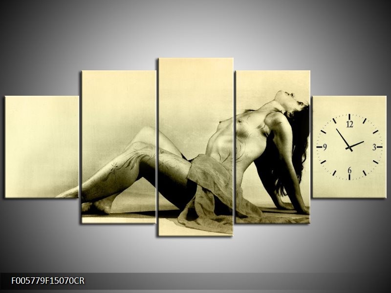 Klok schilderij Vrouw | Crème | 150x70cm 5Luik