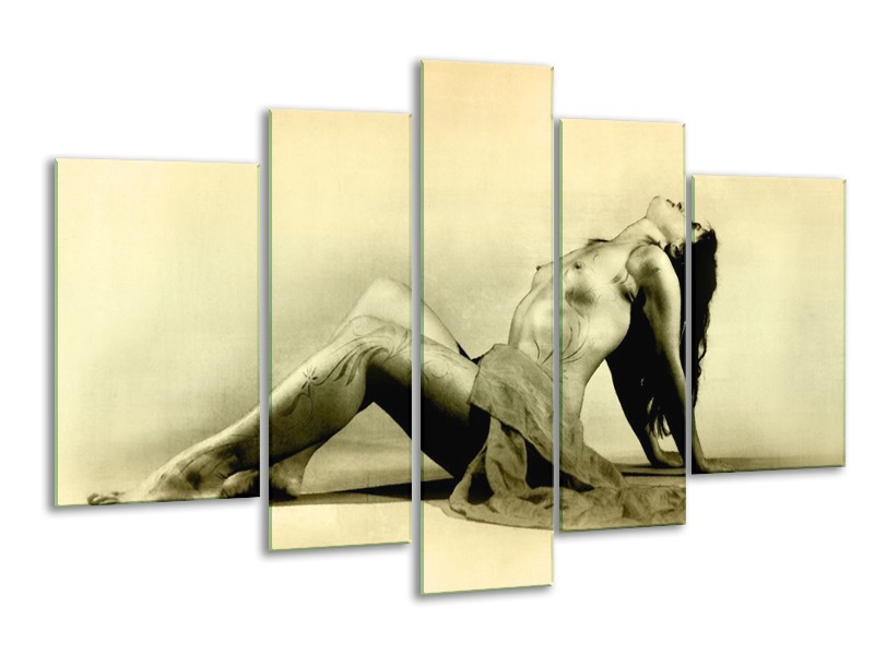 Glas schilderij Vrouw | Crème | 170x100cm 5Luik